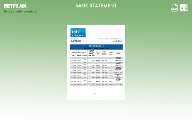 Модерен стил Шаблон за збор за извод од банка Ситибанк на Брегот на Слоновата Ко